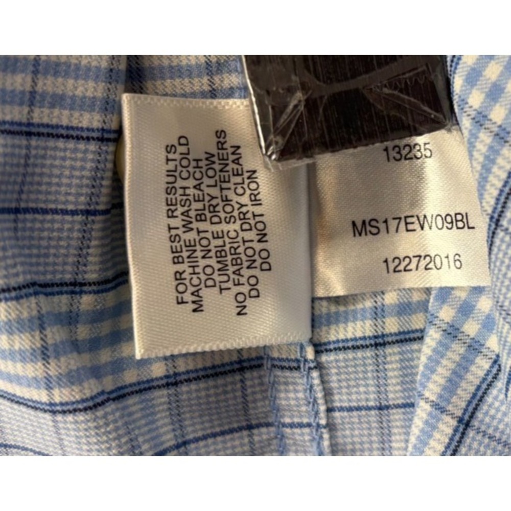 Peter Millar Shirt Mens XL Blue‎ Plaid Summer Comfort Performance Long Sleeve - Picture 8 of 9